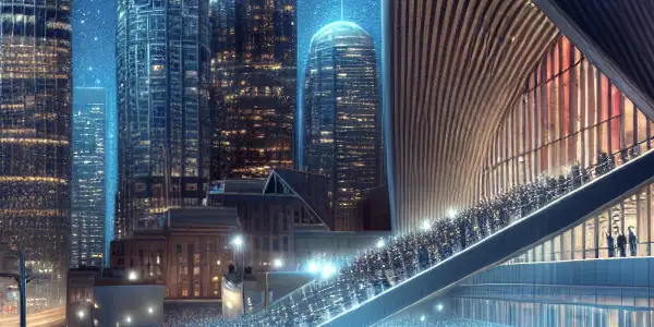 Glamorous red carpet event at the 2023 Beijing International Film Festival, featuring stars and the city skyline.