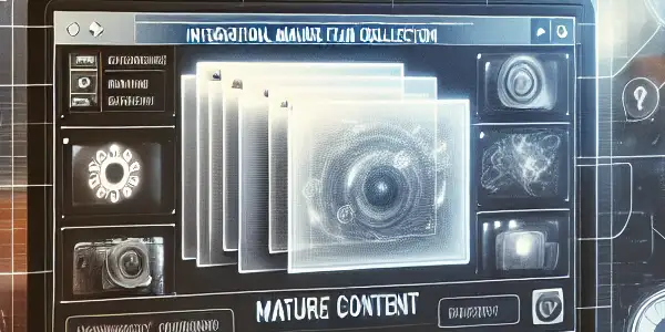 A modern digital workspace showcasing a user-friendly adult content sharing platform with privacy symbols and community silhouettes.