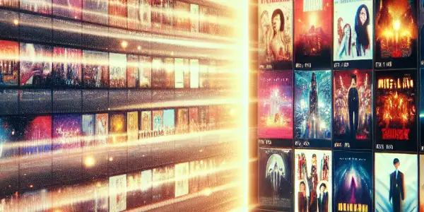 A modern online platform displaying a vibrant collection of Japanese adult film thumbnails on a sleek device.